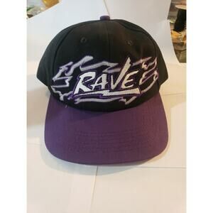 Vintage 90s Y2k Rave Lightning K-Products Black Purple Strapback Hat Cap USA